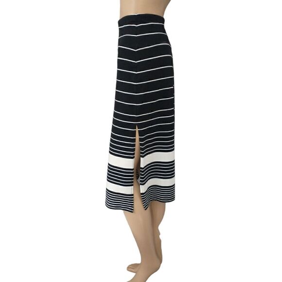 Athleta Skirt Size Xs Black White Stripe Side Slits Pull On Stretch Nautical. Co - Picture 9 of 15